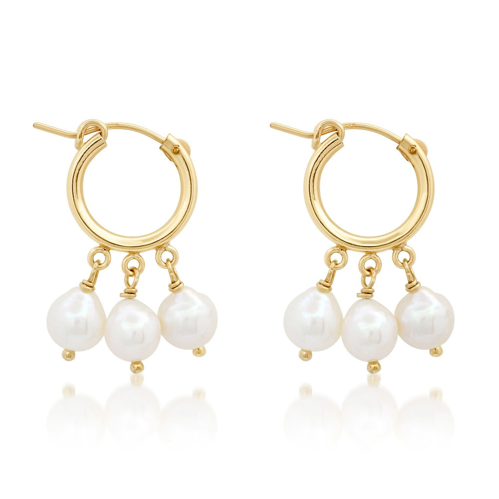 White Pearl Drop Hoop Earrings - Soul Journey Jewelry