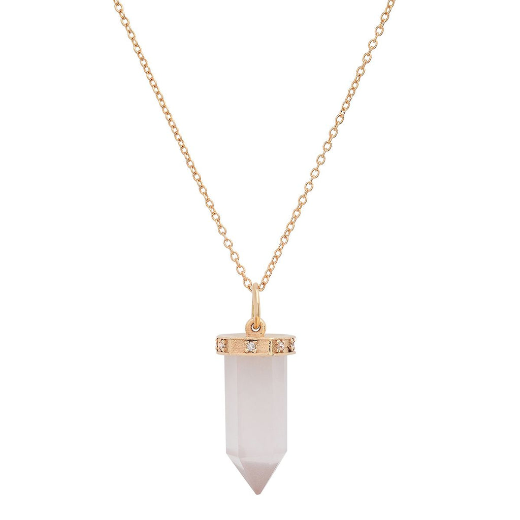 Rose Quartz Diamond Pendulum Necklace - Soul Journey Jewelry