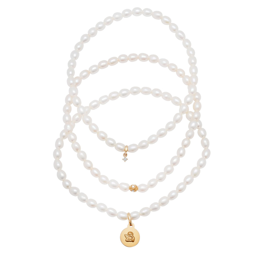 Diamond and Pearl Angel Bracelets - Soul Journey Jewelry