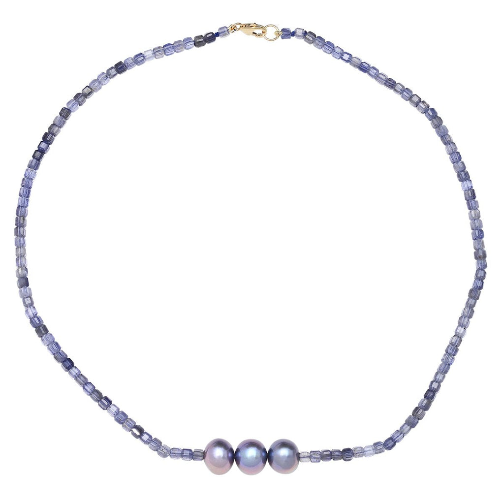 Blue Iolite Pearl Necklace - Soul Journey Jewelry