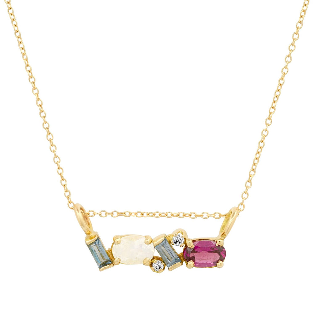 Diamond & Moonstone Slide Pendant Necklace - Soul Journey Jewelry