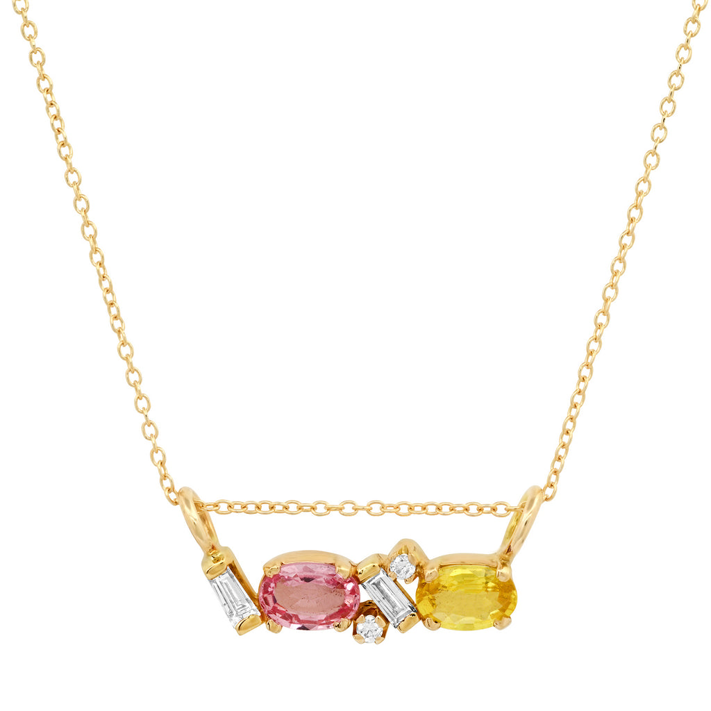 Pink Sapphire and Diamond Slide Bar Necklace - Soul Journey Jewelry