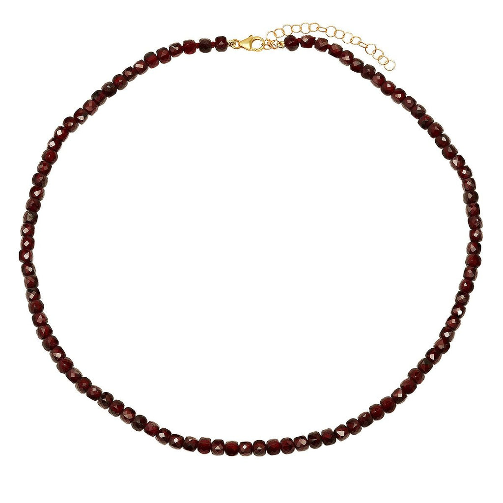 Red Garnet Cube Necklace