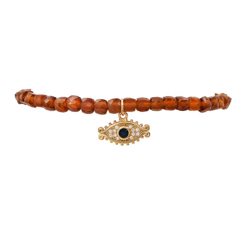 Hessonite Garnet Evil Eye Bracelet