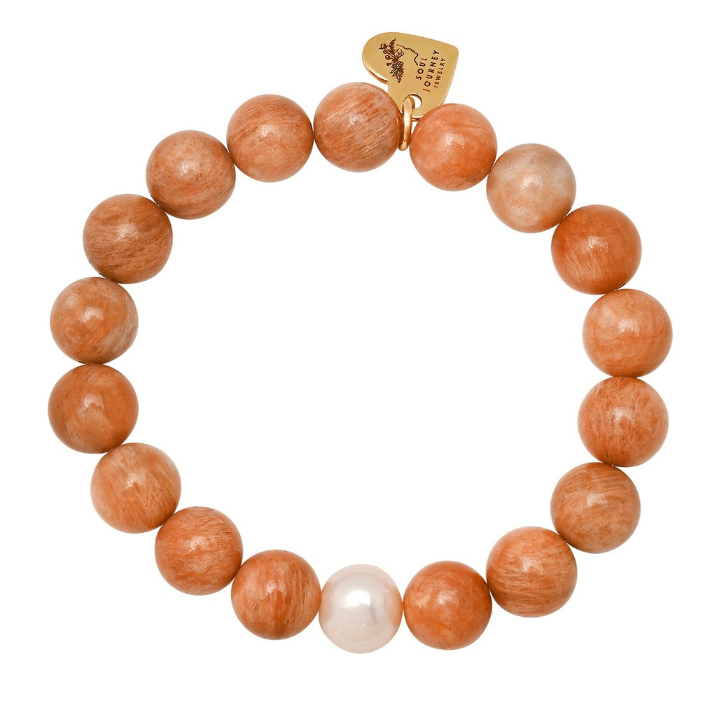 Intuitive Sunstone and Pearl Bracelet