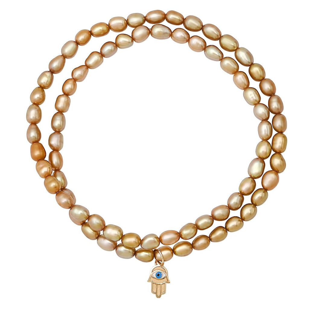Golden Pearl Hamsa Bracelet