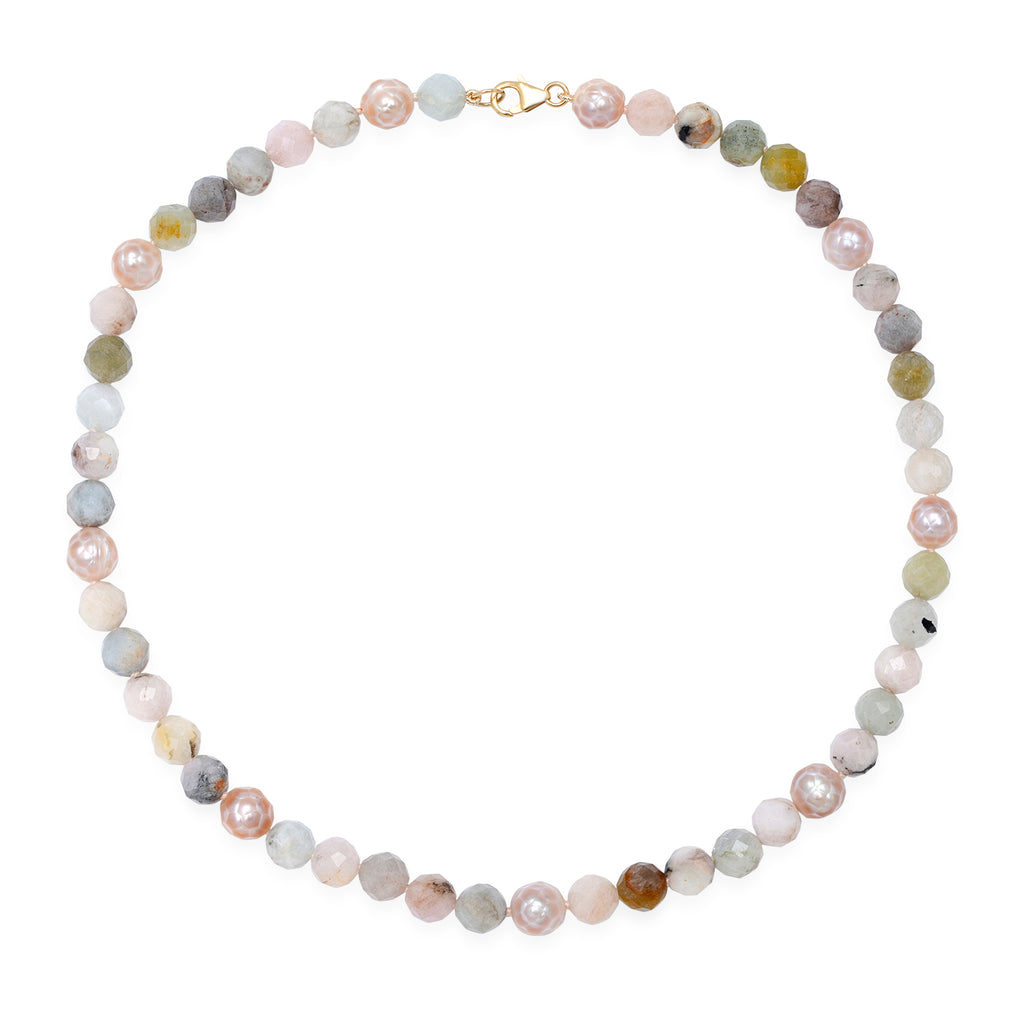 Aquamarine Pink Pearl Necklace - Soul Journey Jewelry