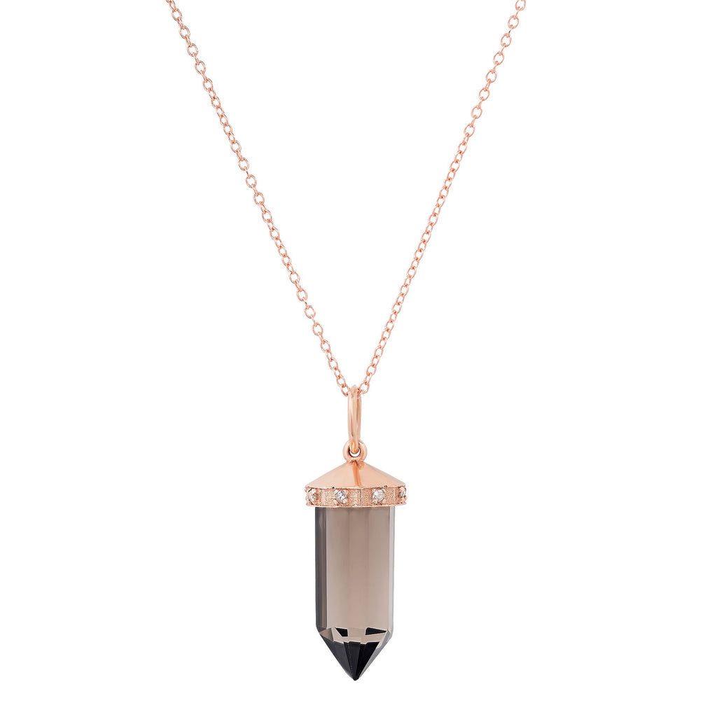 New! Smokey Topaz and Diamond Pendulum Necklace - Soul Journey Jewelry